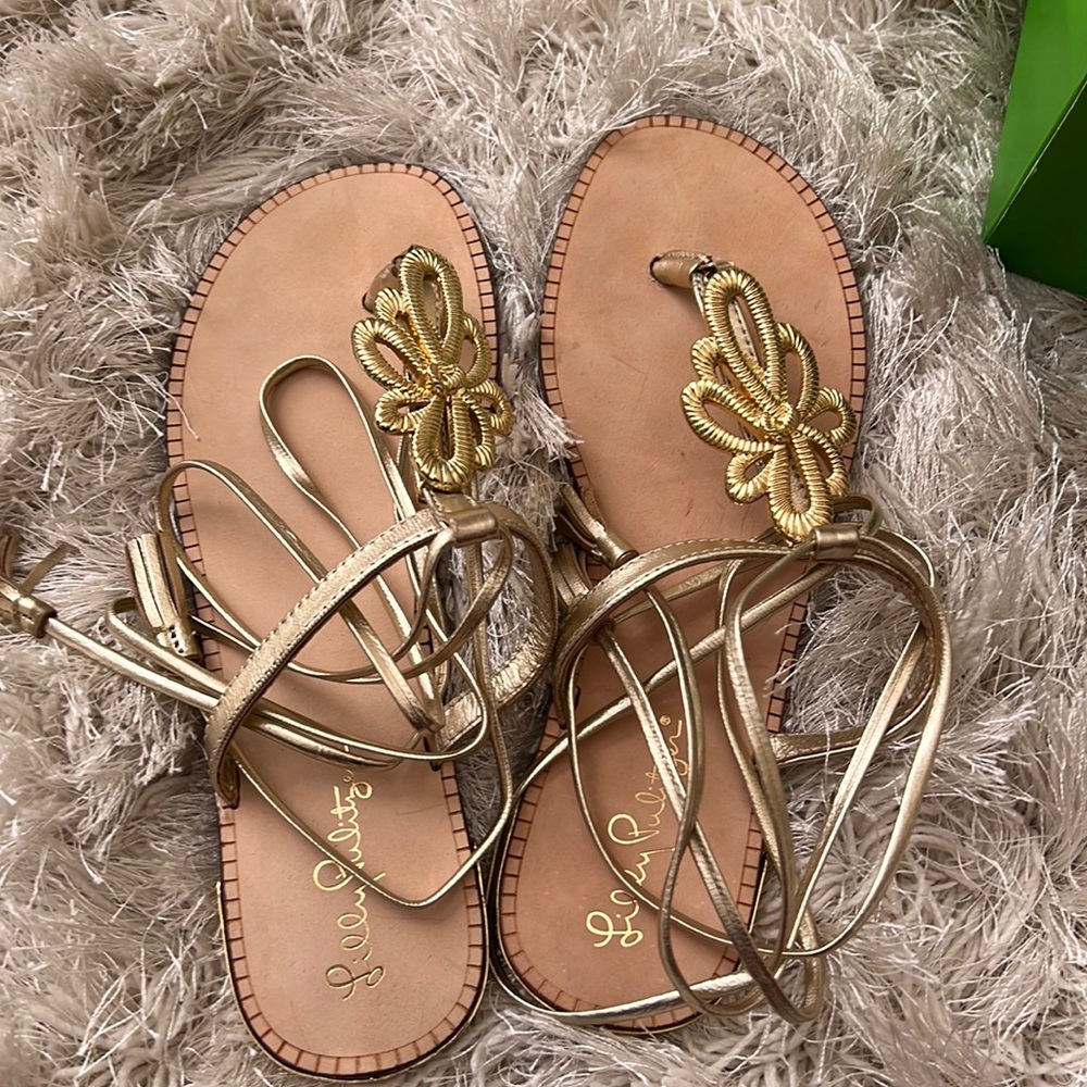 Brand new gold Lilly Pulitzer strappy sandals.